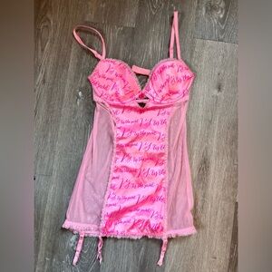 Vintage Victoria Secret Pink Lace Lingerie Set